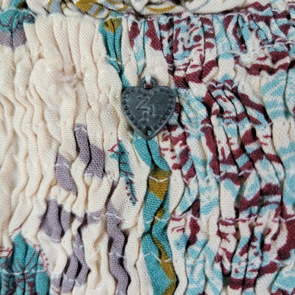 Z&L Europe Sz S Isis Smocked Peplum Multi-color Patchwork Top Milkmaid Babydoll - Picture 6 of 12